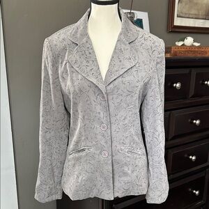 Mary McFadden Light Gray Floral Blazer